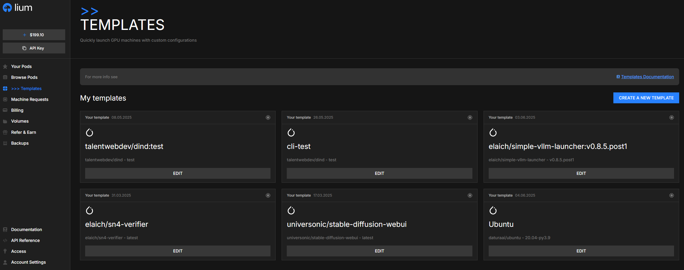 Templates list page with My templates and Browse templates